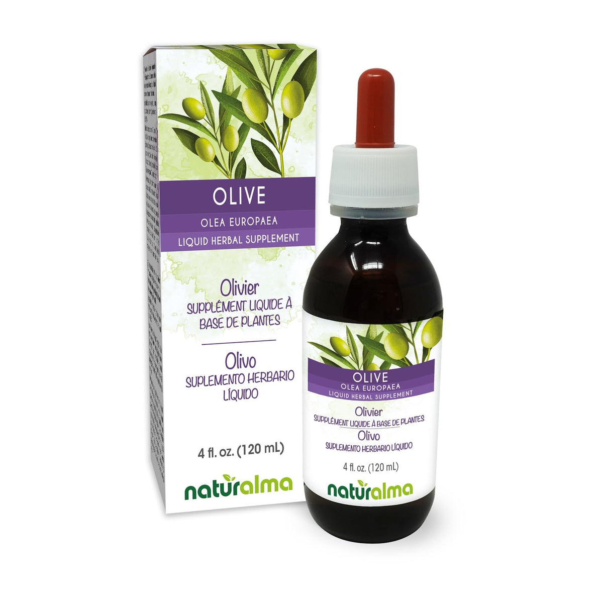 Teinture de feuille d'olive Naturalma 4 fl oz vue de face