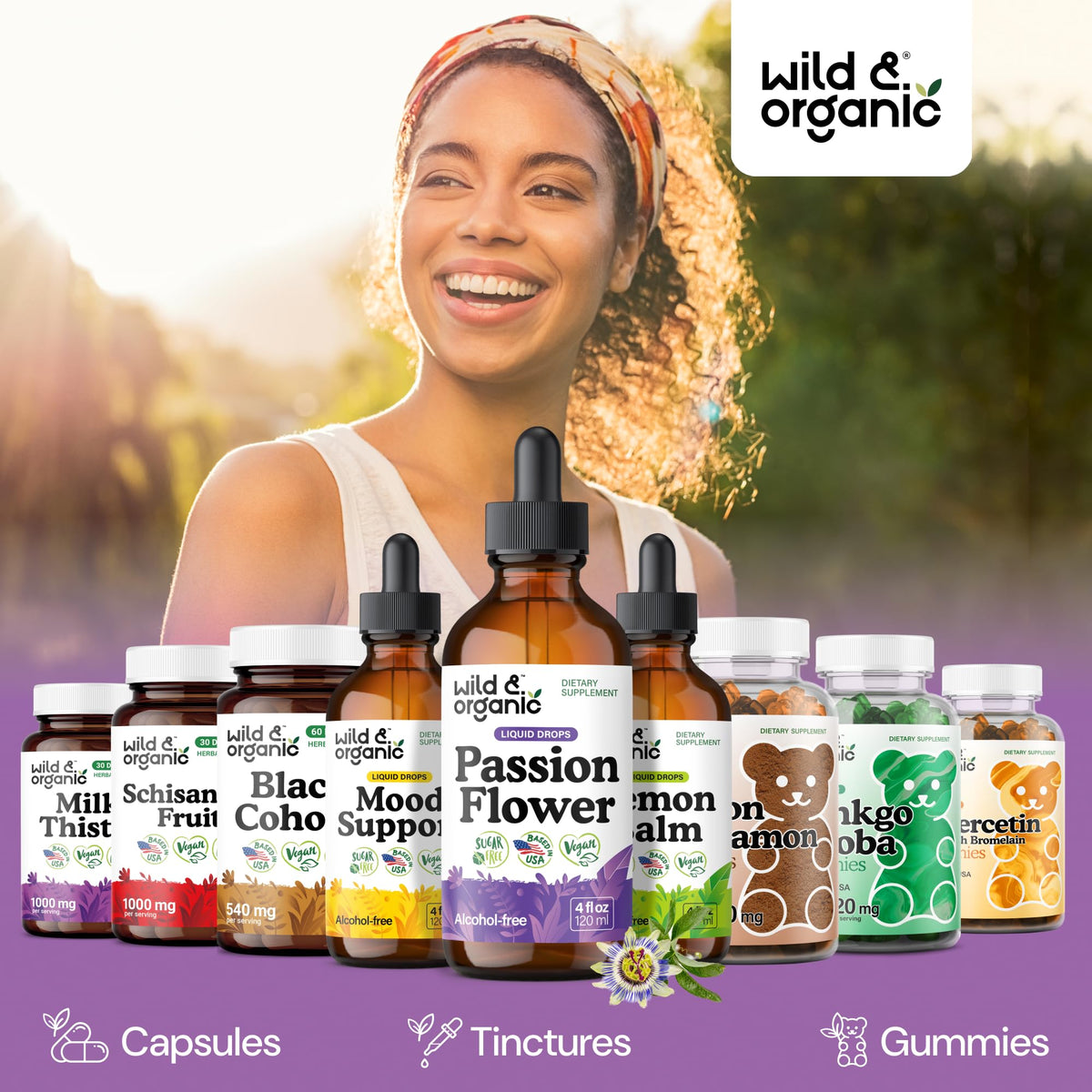 Teinture de fleur de passion Wild & Organic avec une cuillère doseuse