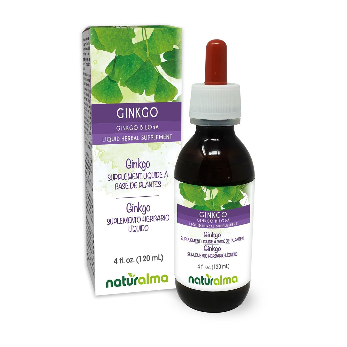Teinture de Ginkgo Biloba Naturalma 4 fl oz vue avant