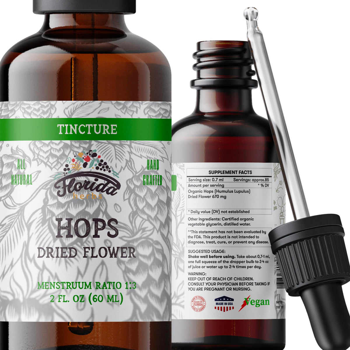Teinture de Houblon Bio FLORIDA HERBS 60 ml vue de face