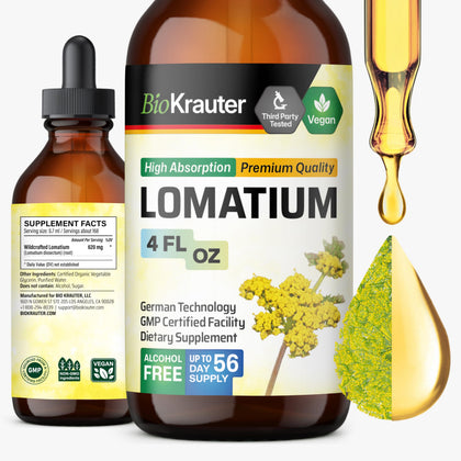 Teinture de Lomatium BIO KRAUTER 120 ml vue de face avec étiquette