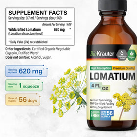 Teinture de Lomatium BIO KRAUTER sur une table en bois
