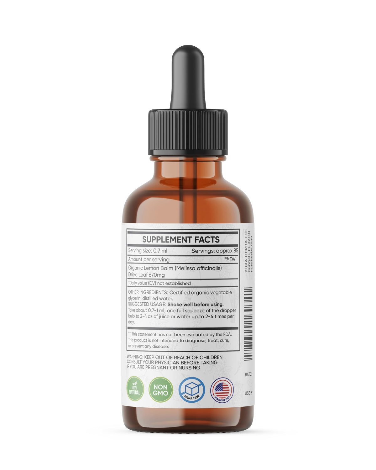 Teinture de mélisse Pura Herba 4 oz dans un cadre de vie