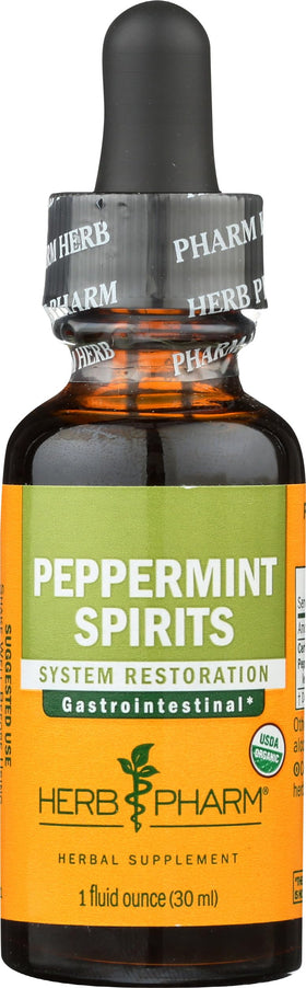 Teinture de menthe poivrée Herb Pharm sur fond blanc