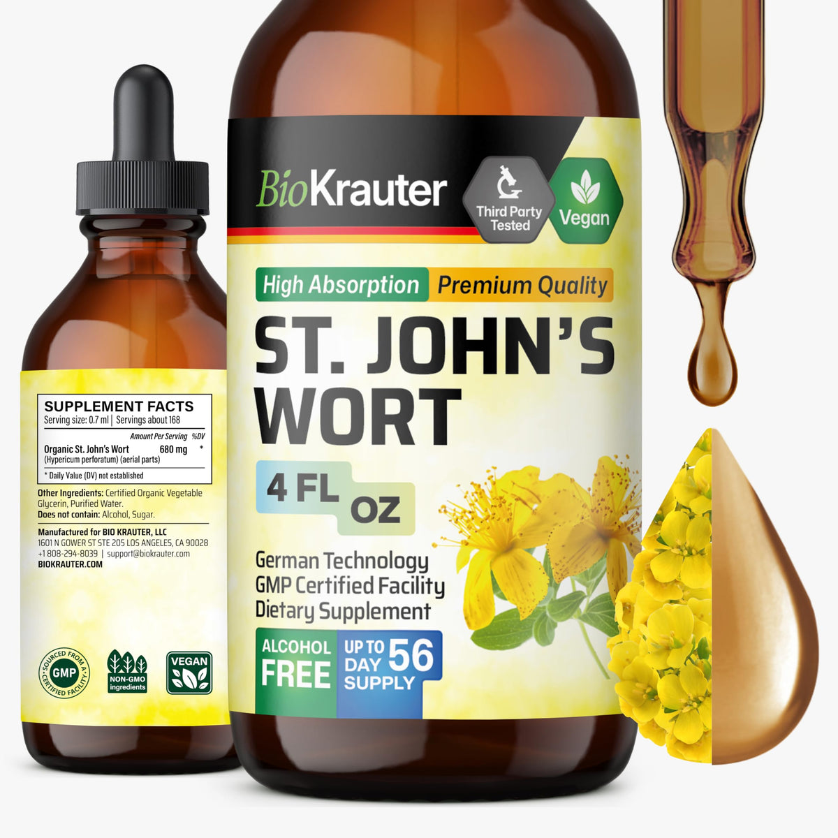Teinture de millepertuis BIO KRAUTER 120 ml vue de face