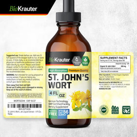Teinture de millepertuis BIO KRAUTER avec goutte sur un verre