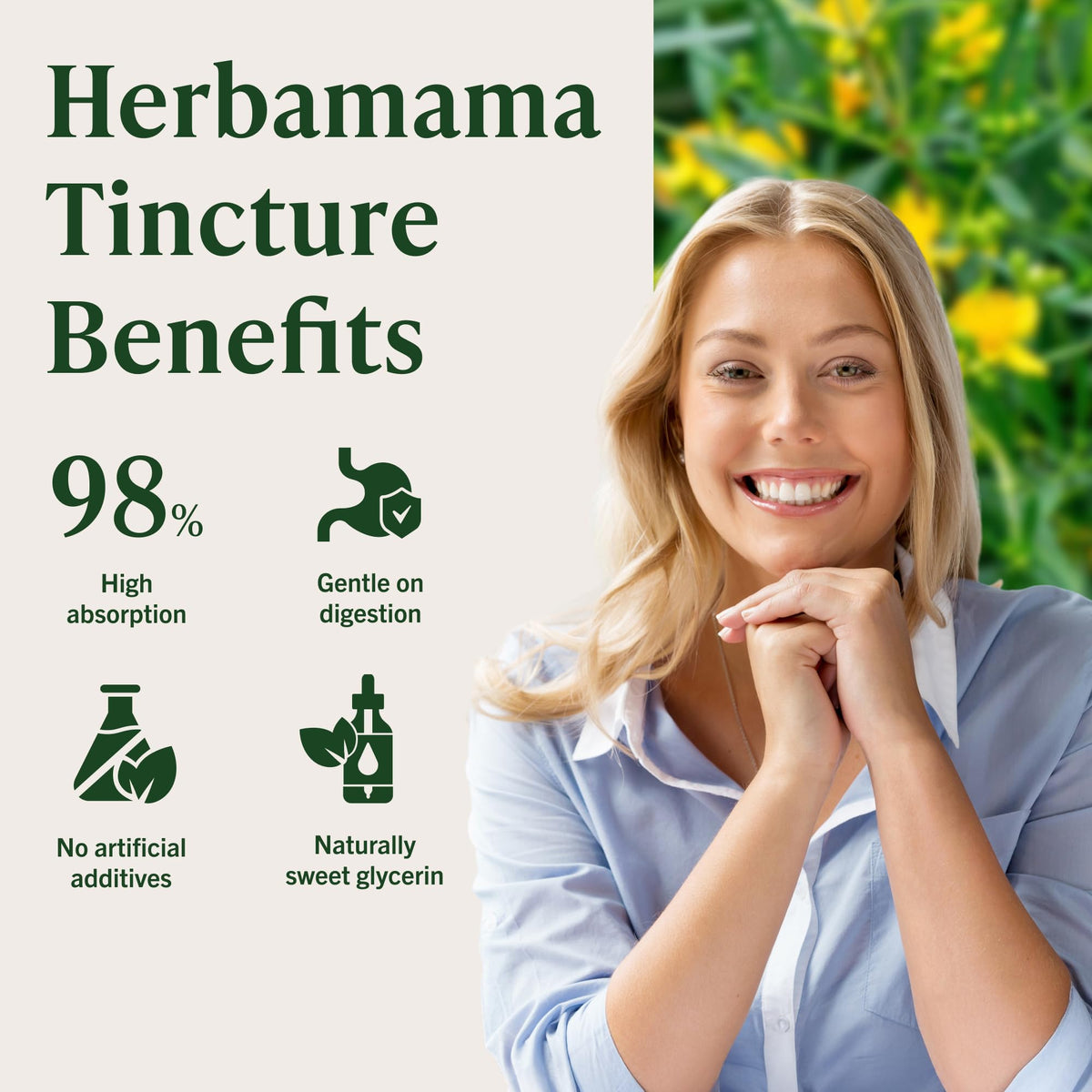Teinture de millepertuis HERBAMAMA sur une table en bois