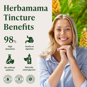 Teinture de pollen de pin HERBAMAMA sur une table en bois