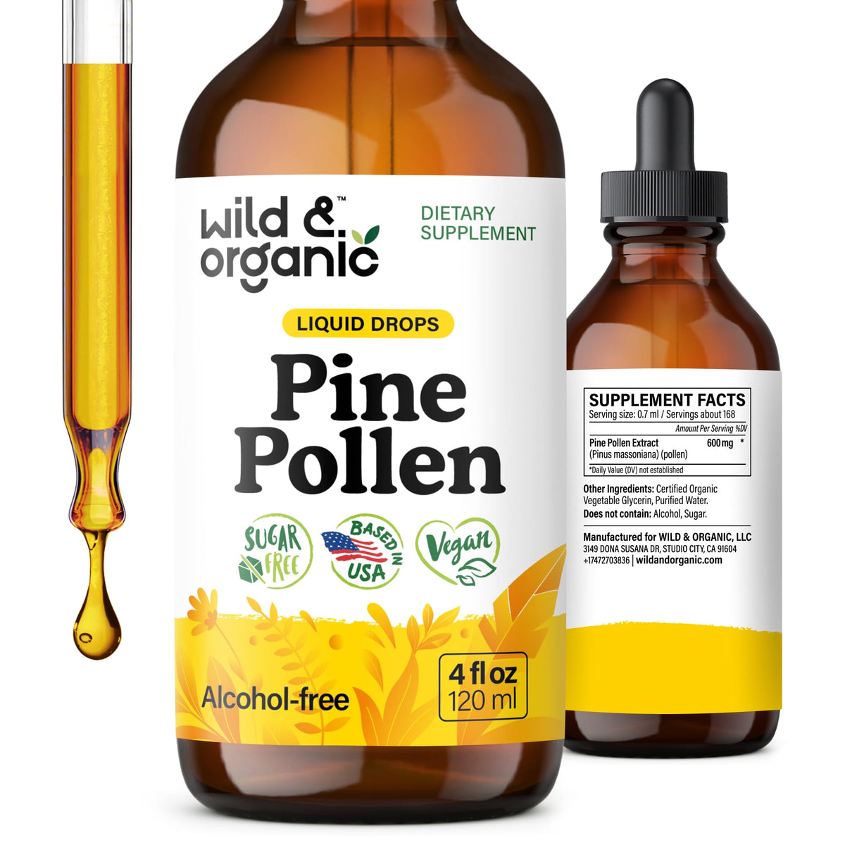 Teinture de Pollen de Pin Wild & Organic 4 fl oz vue de face