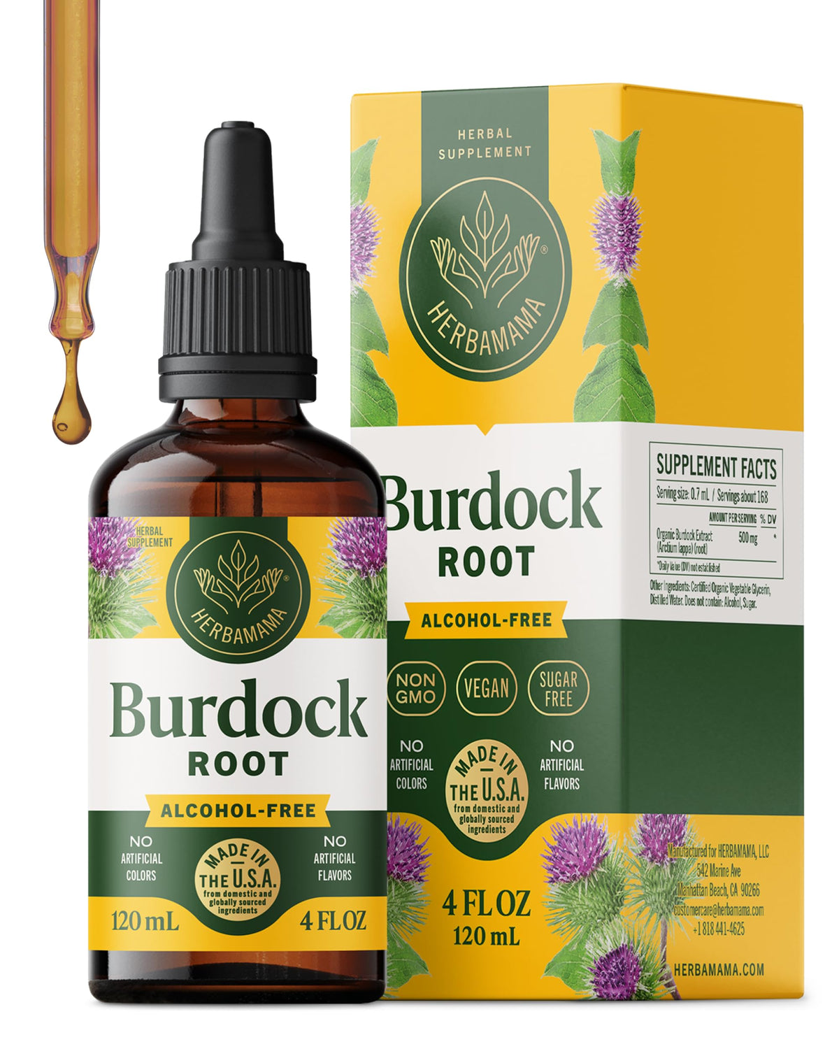 Teinture de racine de bardane HERBAMAMA 281g vue de face
