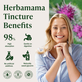 Teinture de racine de bardane HERBAMAMA avec arrière-plan naturel