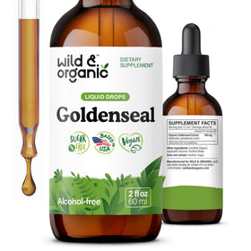 Teinture de racine de goldenseal Wild & Organic 2 oz, vue de face