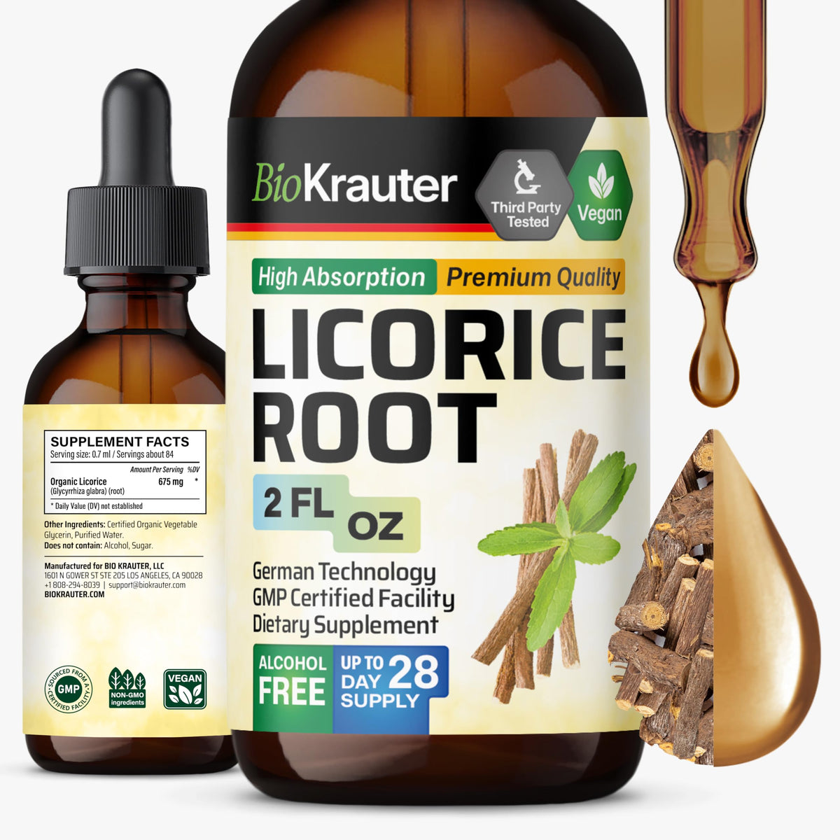 Teinture de racine de réglisse BIO KRAUTER 60 ml vue avant