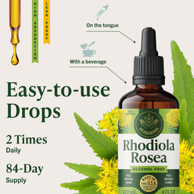 Teinture de Rhodiola Rosea HERBAMAMA avec étiquette visible