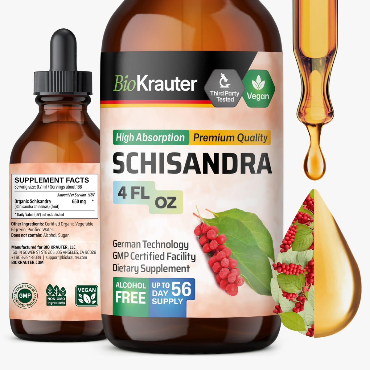Teinture de Schisandra BIO KRAUTER 4 fl oz vue avant
