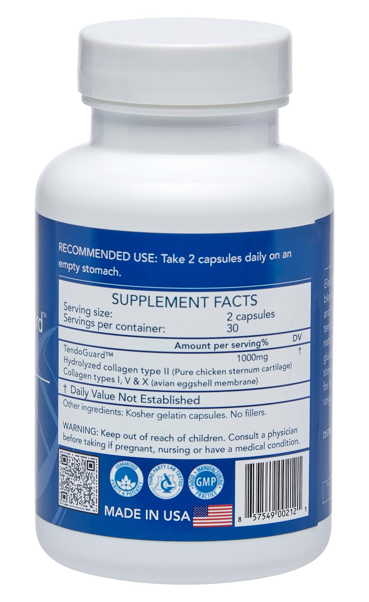 TendoGuard capsules accompagnées d'une tasse d'eau
