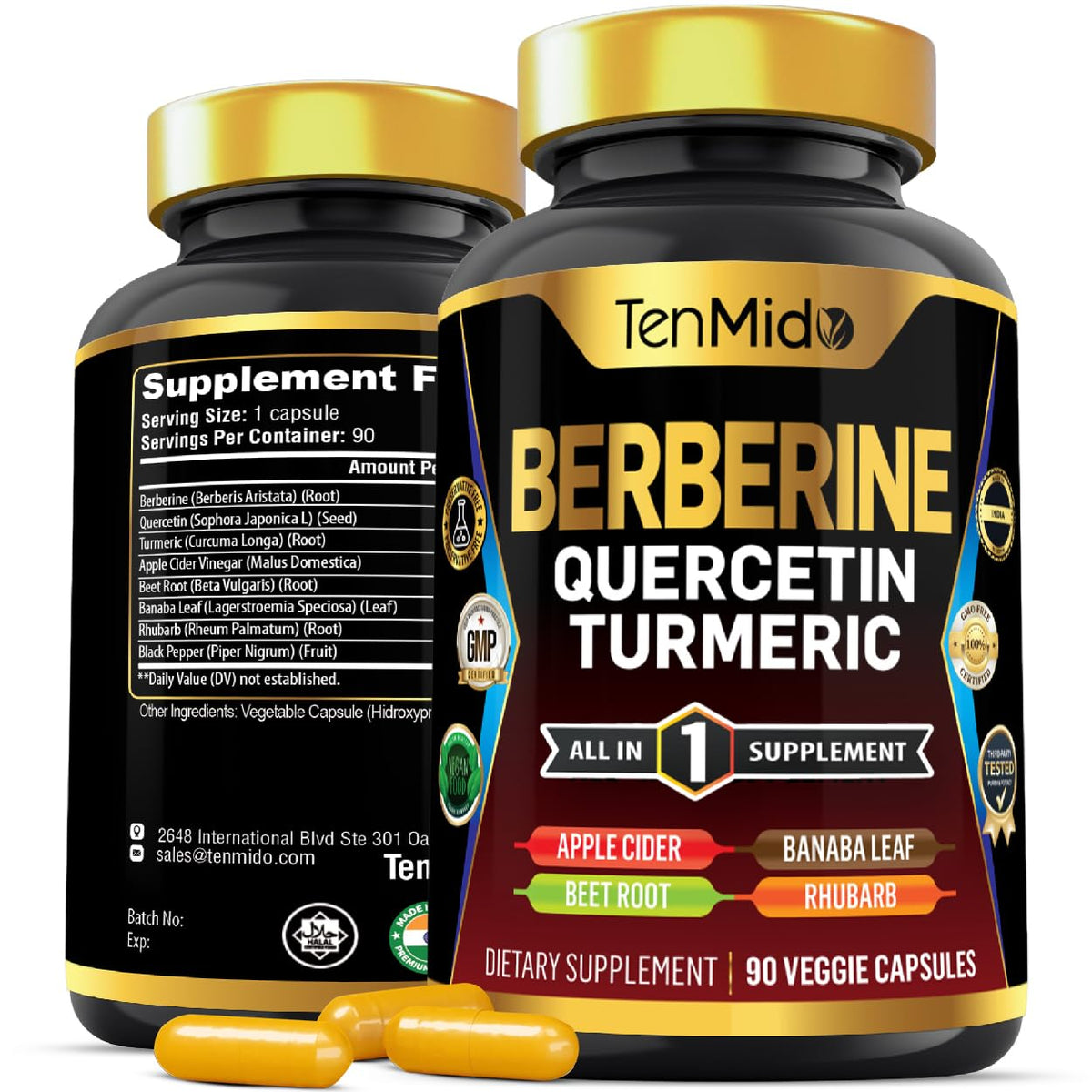 Tenmido complément alimentaire berbérine 90 capsules vue avant
