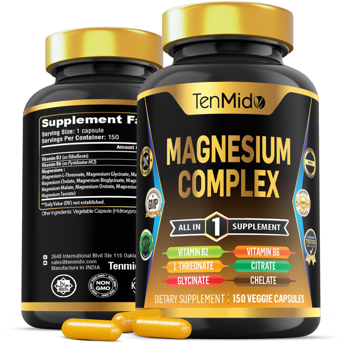 Tenmido Complexe de Magnésium 150 capsules vue avant