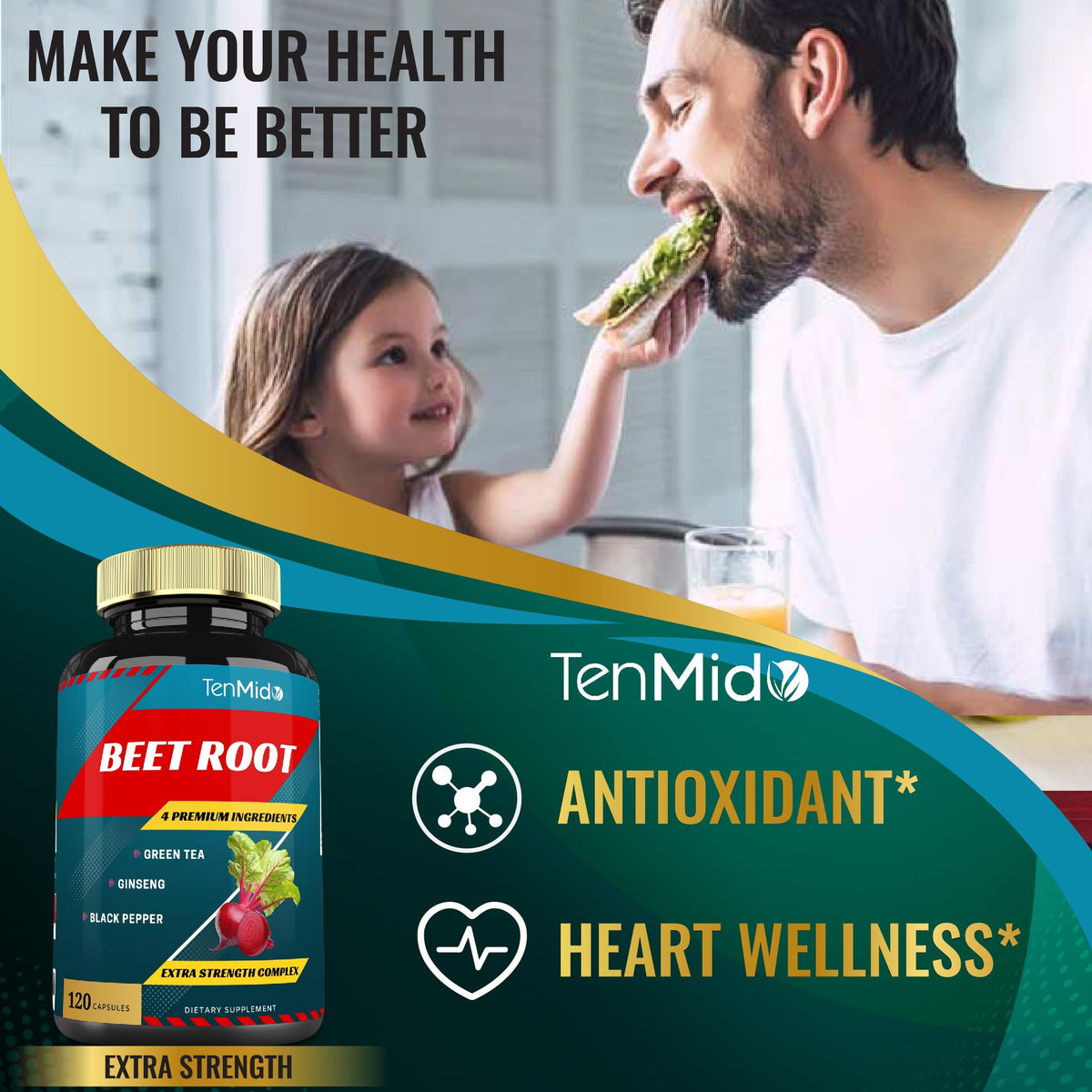 Tenmido Extrait de betterave avec ginseng et poivre noir