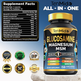 Tenmido Glucosamine MSM 150 capsules avec étiquette