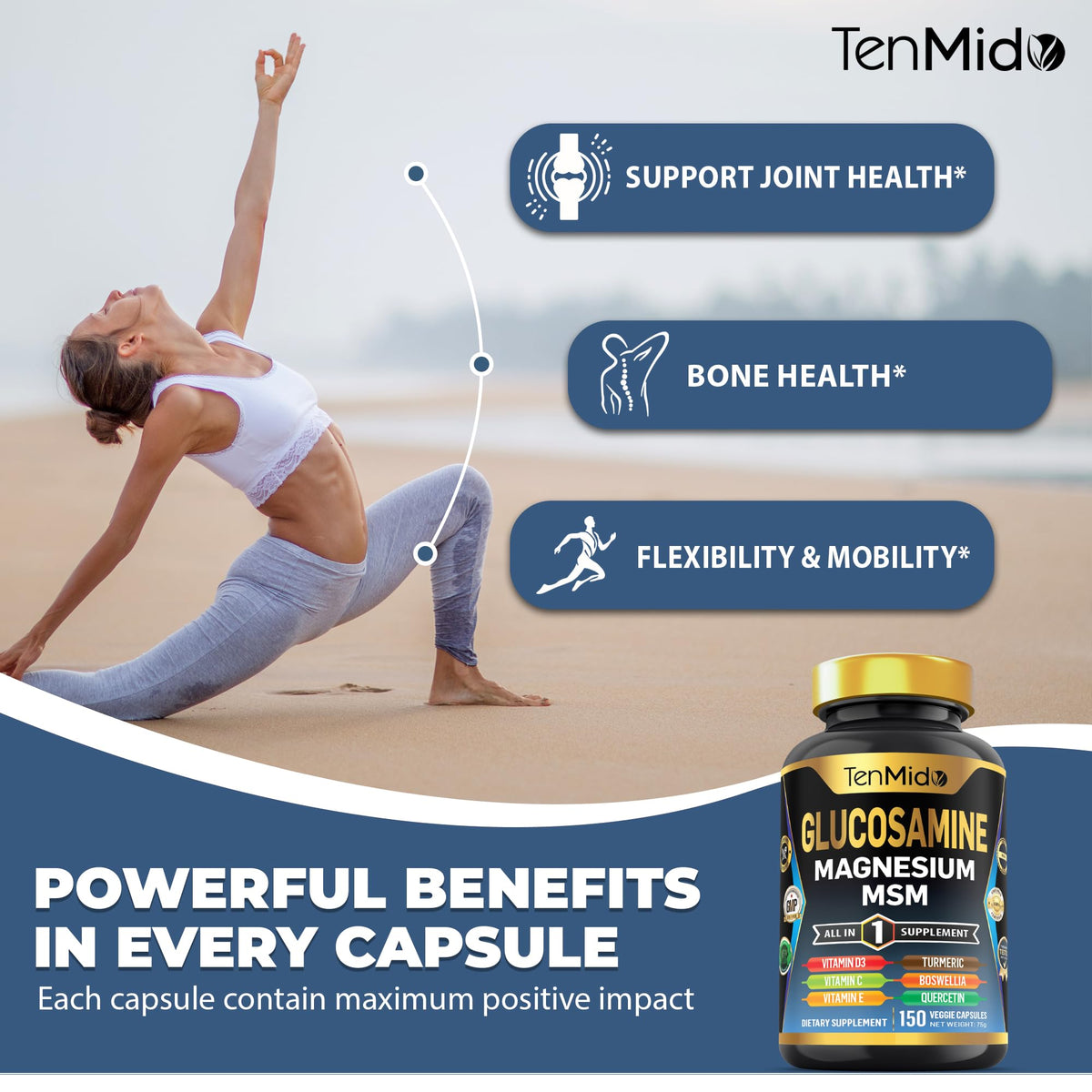 Tenmido Glucosamine MSM 150 capsules côté