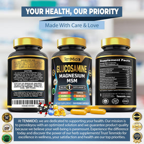 Tenmido Glucosamine MSM capsules avec ingrédients