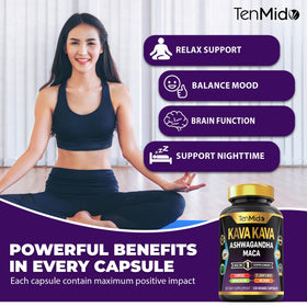 Tenmido Kava Kava 8 en 1 avec des ingrédients naturels autour