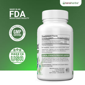 teraherbs Super Prostate 3X capsules sur une surface blanche