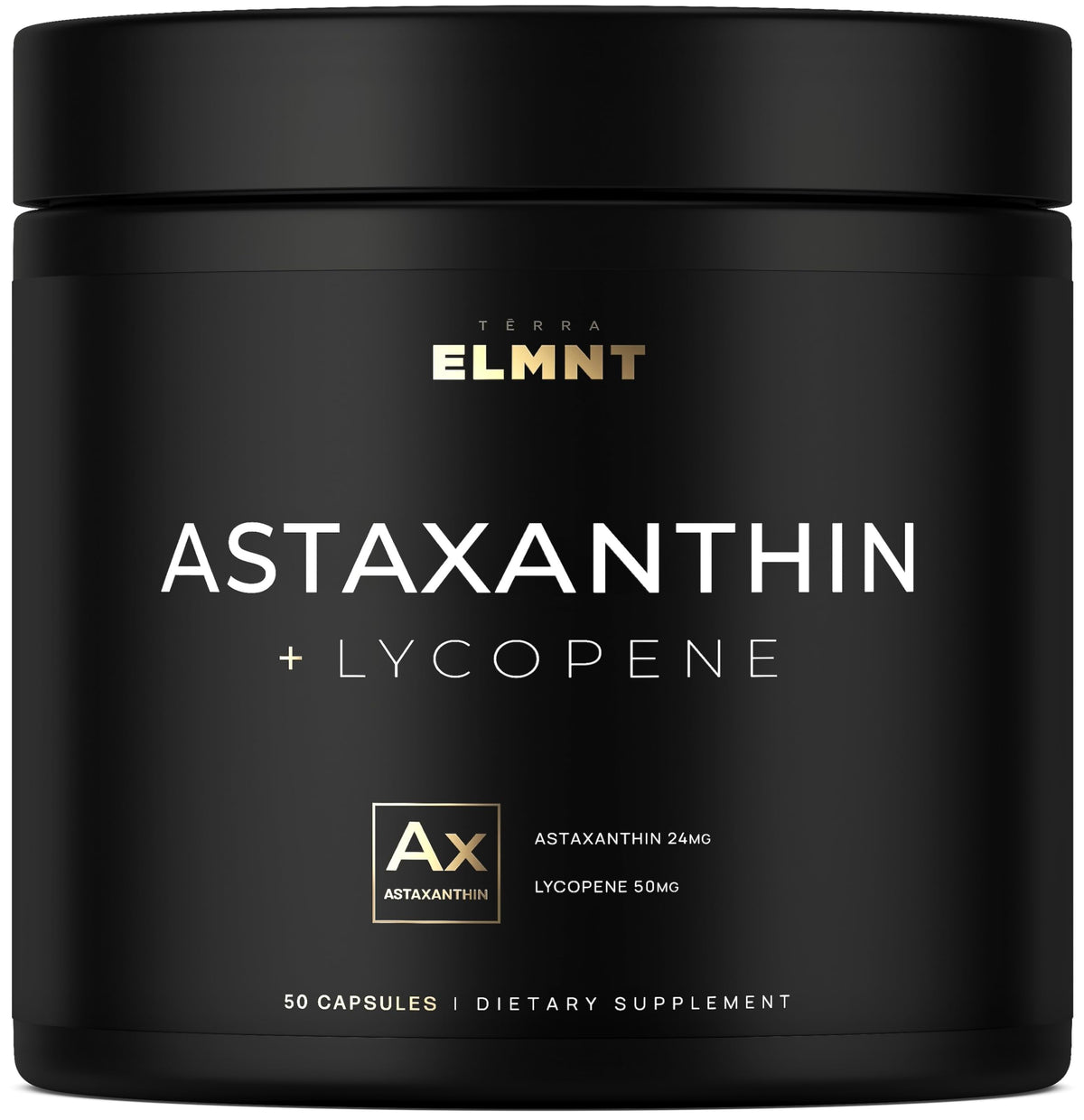 TERRA ELMNT Astaxanthine 24mg et Lycopène 50mg devant une boîte