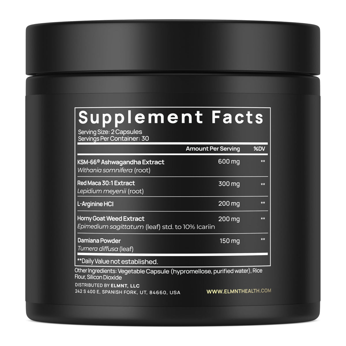 TERRA ELMNT Libido Femme 1450mg Maca Rouge arrière du flacon