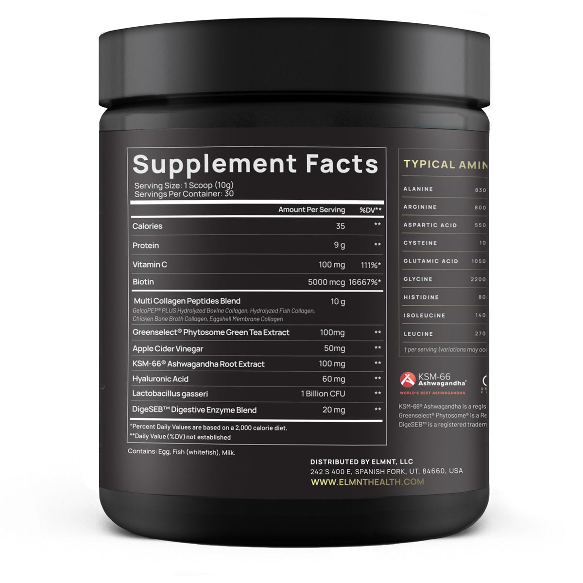 TERRA ELMNT Super Collagen Powder 408g, détails des ingrédients