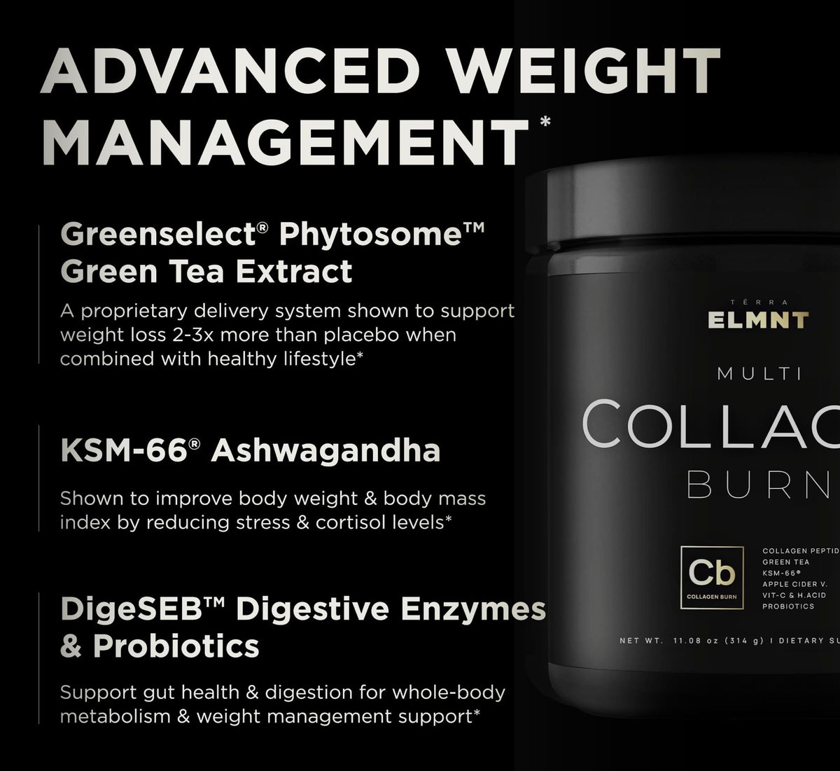 TERRA ELMNT Super Collagen Powder 408g, mélange dans un verre