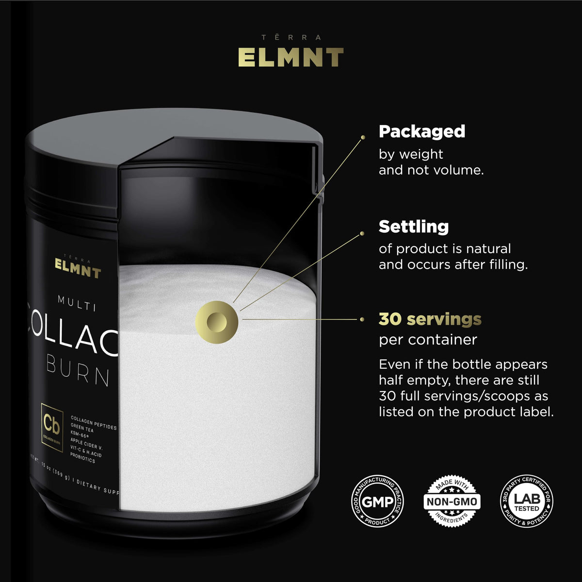 TERRA ELMNT Super Collagen Powder 408g, utilisation avec un smoothie