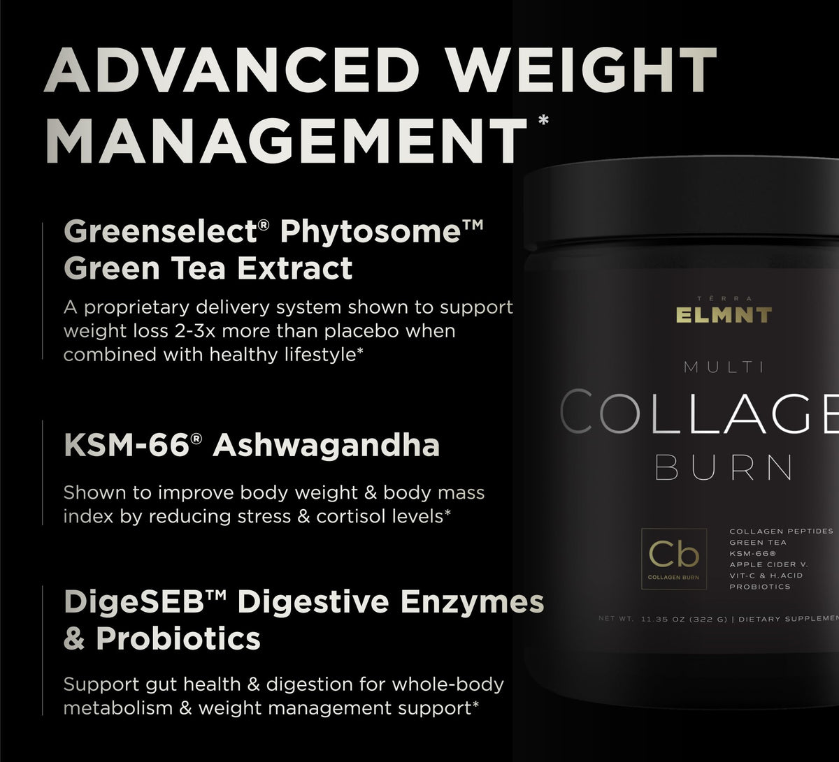 TERRA ELMNT Super Collagen Powder 481g Framboise Citron avec cuillère