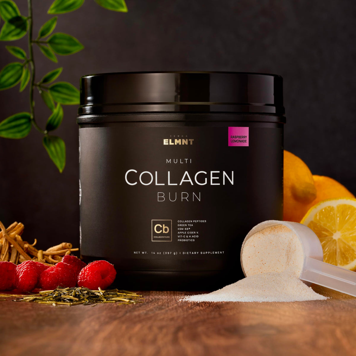 TERRA ELMNT Super Collagen Powder 481g Framboise Citron en utilisation