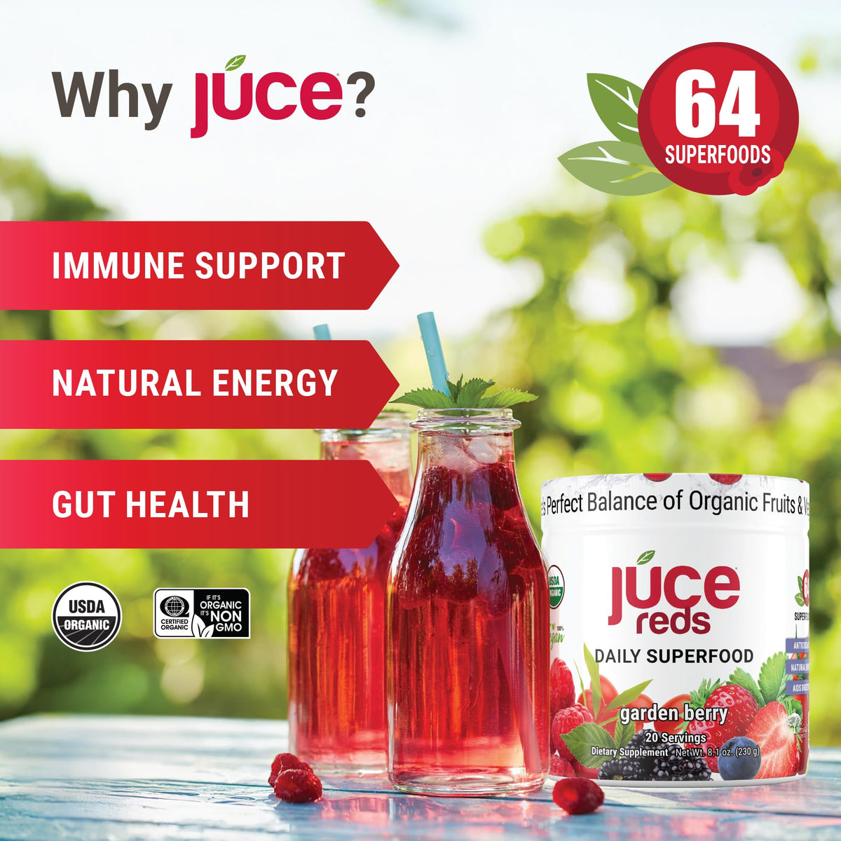Terra Kai Organics Juce Reds Poudre 290g avec cuillère