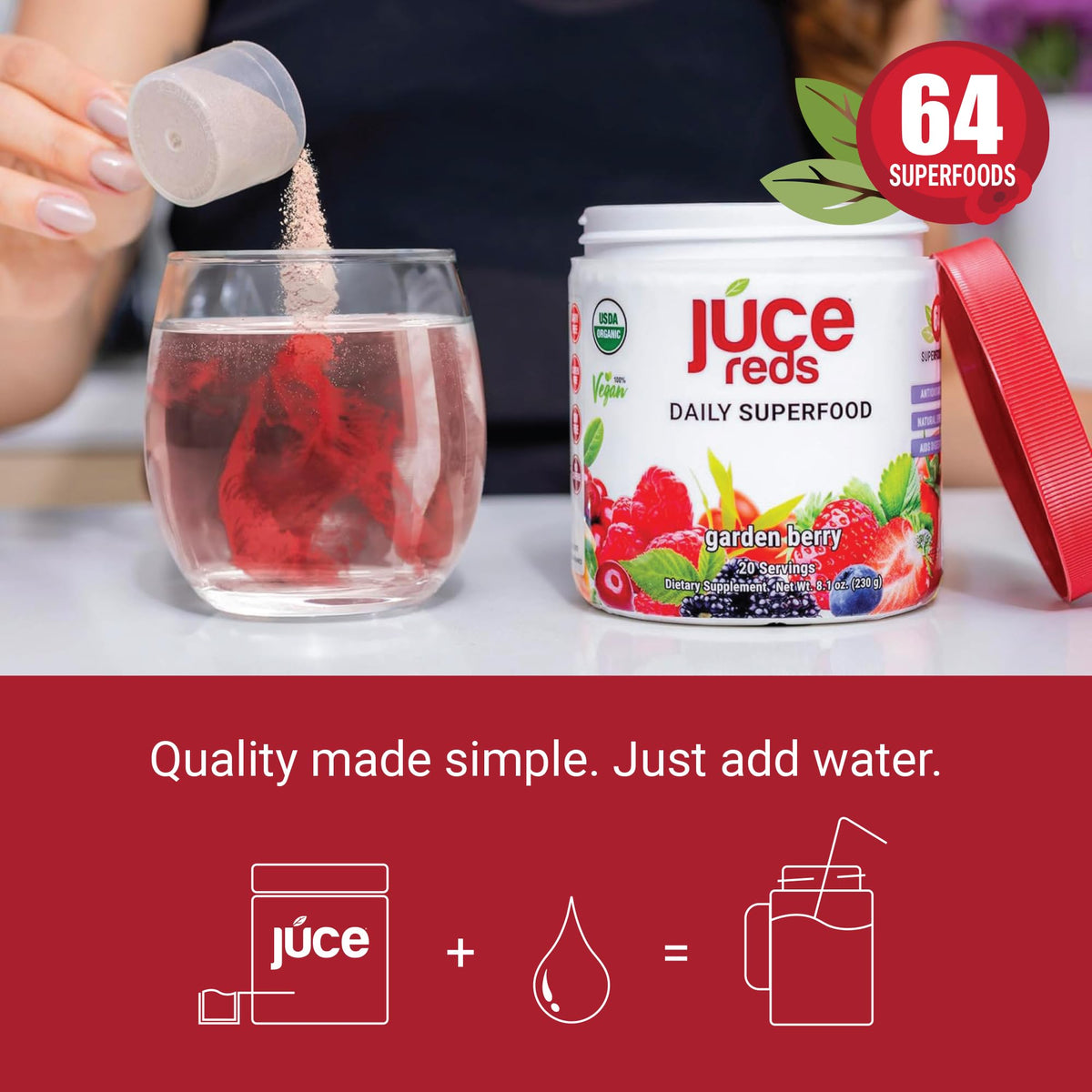 Terra Kai Organics Juce Reds Poudre 290g sur une table