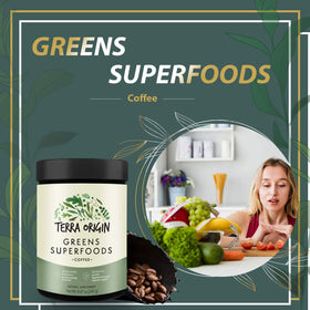 TERRA ORIGIN Mélange de Superaliments Verts 322g en poudre dans un bol