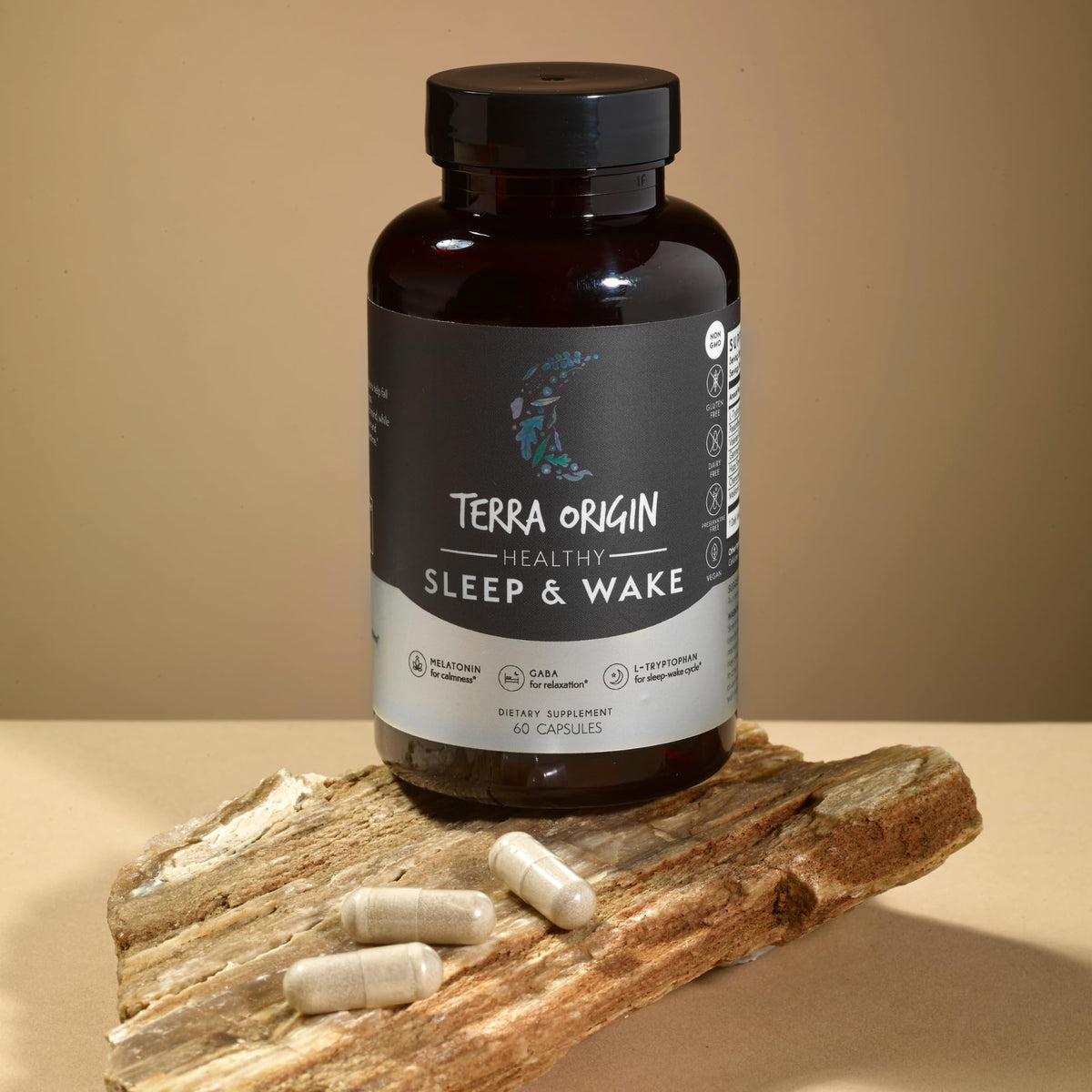 TERRA ORIGIN Sommeil Naturel 60 capsules sur fond neutre