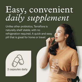 Terraflora Advanced Care Synbiotic, présentation de la boîte ouverte avec capsules