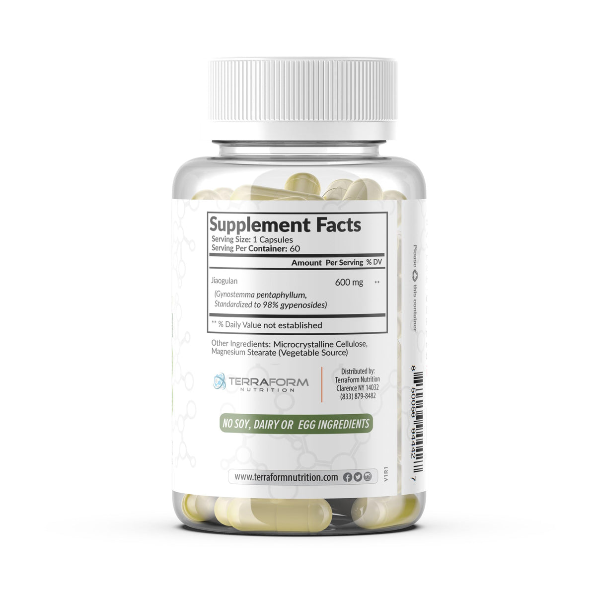 TerraForm Nutrition Gynostemma Pentaphyllum étiqueté avec ingrédients