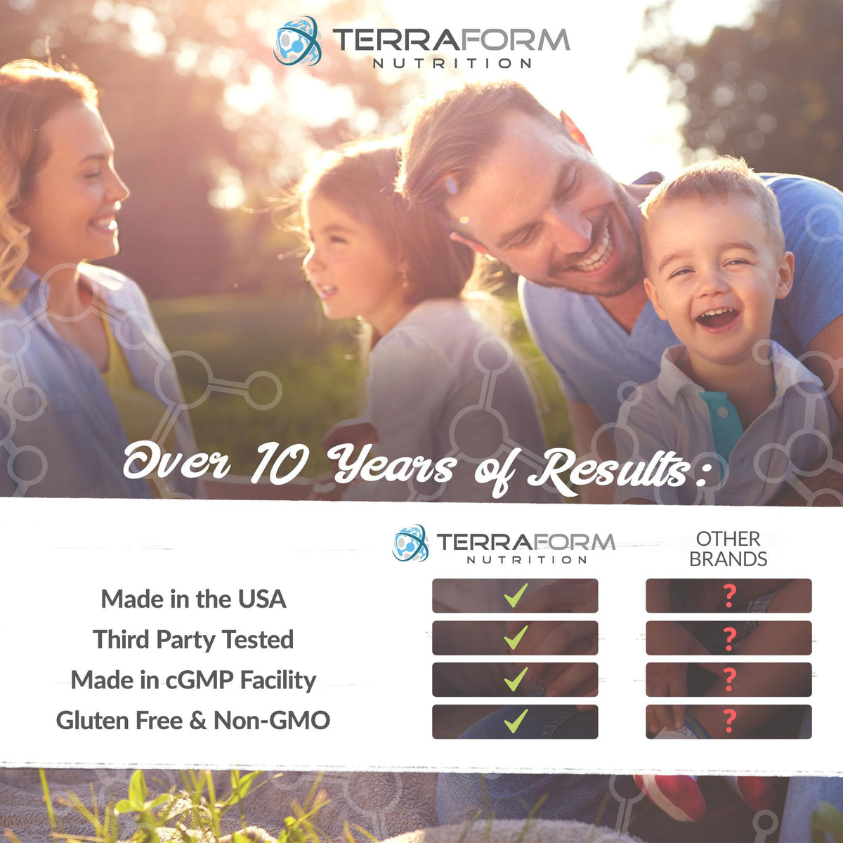 TerraForm Nutrition Gynostemma Pentaphyllum sur une table en bois