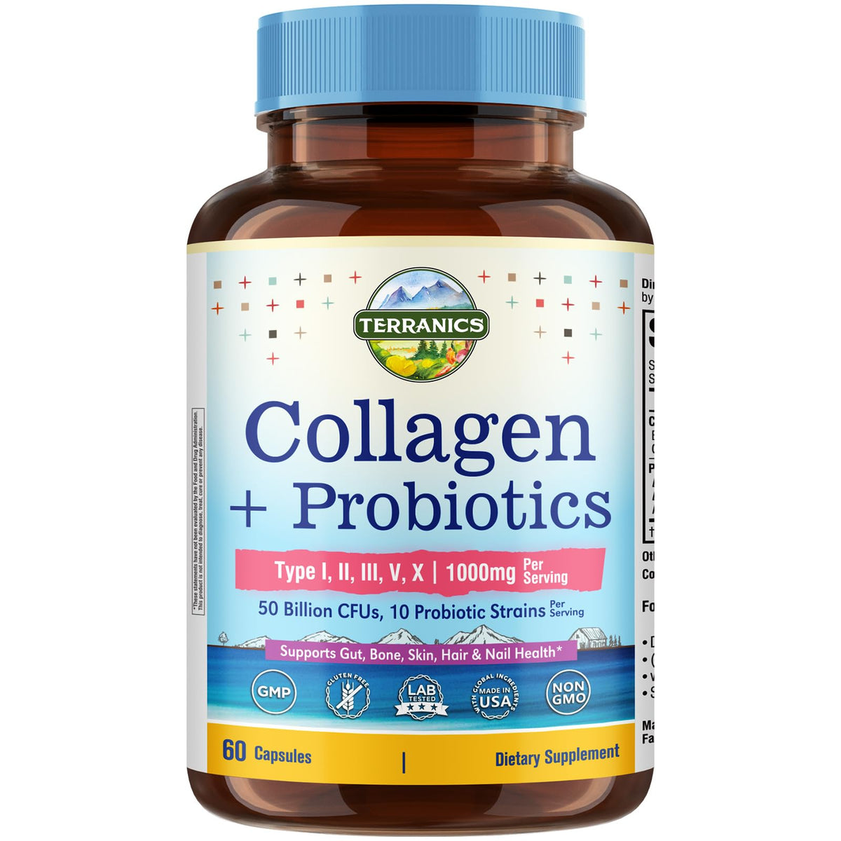 Terranics Collagène Multi Peptides 1000 mg capsules front view