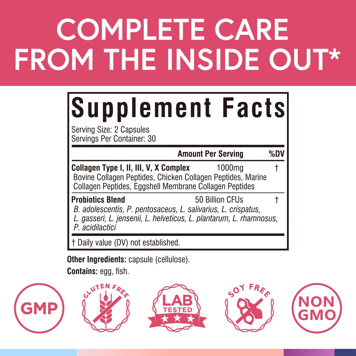 Terranics Collagène Multi Peptides 1000 mg capsules side view