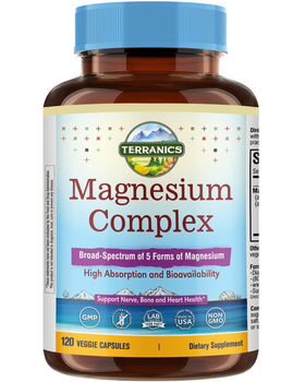 Terranics Complément Alimentaire Magnésium 500mg 120 Capsules Végétales - Vue de face