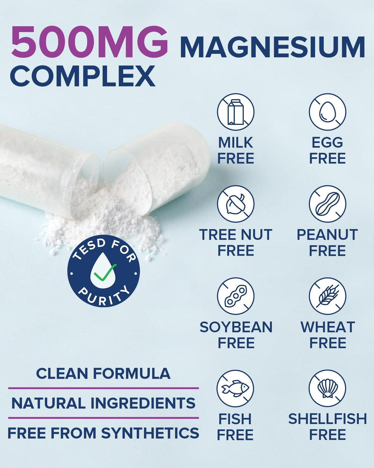 Terranics Complément Alimentaire Magnésium 500mg 240 Capsules Végétales avec des ingrédients naturels