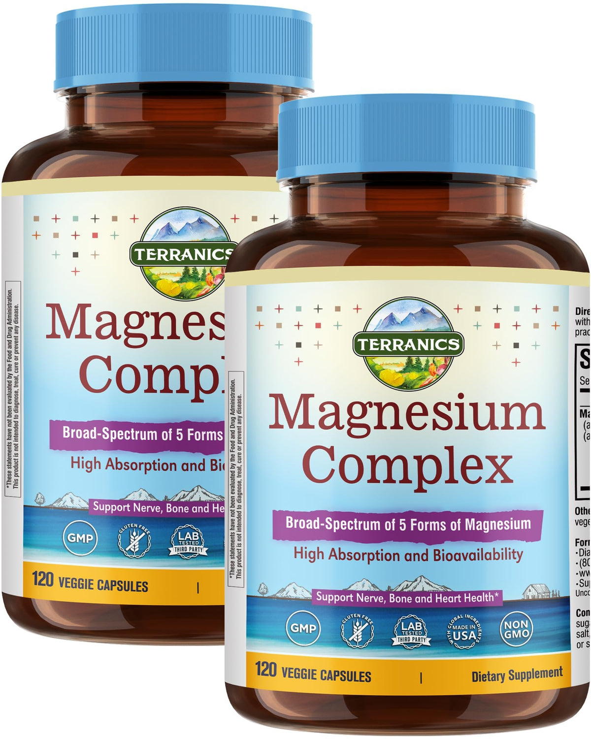 Terranics Complex de Magnésium 500mg 240 Capsules vue de face