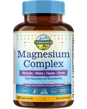 Terranics Complex de Magnésium 500mg, vue de face du flacon