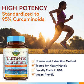 Terranics Curcuma 1800mg avec poivre noir en gros plan