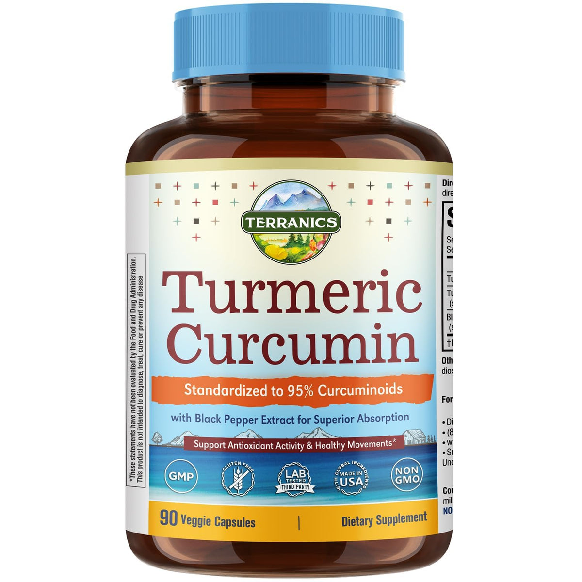 Terranics Curcuma 1800mg capsules vue de face